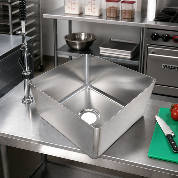 Product image #2 for BK Resources Weld-In Sink Bowl, 16 x 16 x 10 Inches, 1 Compartment, 304 Stainless Steel