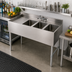 Thumbnail image #2 for Sapphire Manufacturing 48-Inch Three-Compartment Left Drainboard Underbar Bar Sink with Faucet and Overflow Kit