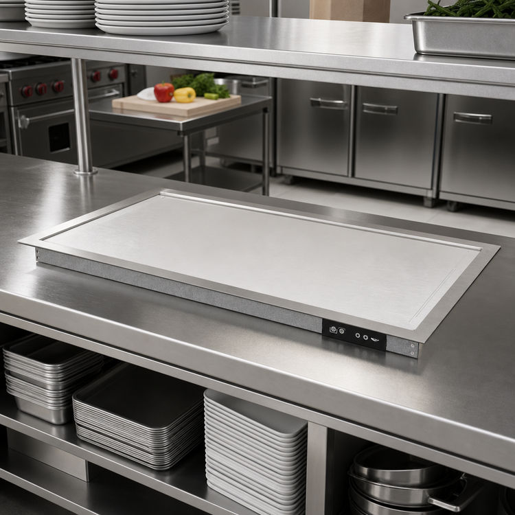 Product image #2 for Vollrath 38-Inch Recessed Drop-In Warming Shelf, Stainless Steel, Dual Zones, 120V