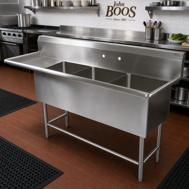 Product image #2 for John Boos Pro-Bowl 3-Compartment Stainless Steel Sink with Left 30-Inch Drainboard