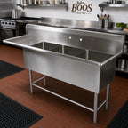 Thumbnail image #2 for John Boos Pro-Bowl 3PB24-1D30L 3-Compartment Stainless Steel Sink with Left 30-Inch Drainboard, 24-Inch Bowls, 10-Inch Backsplash