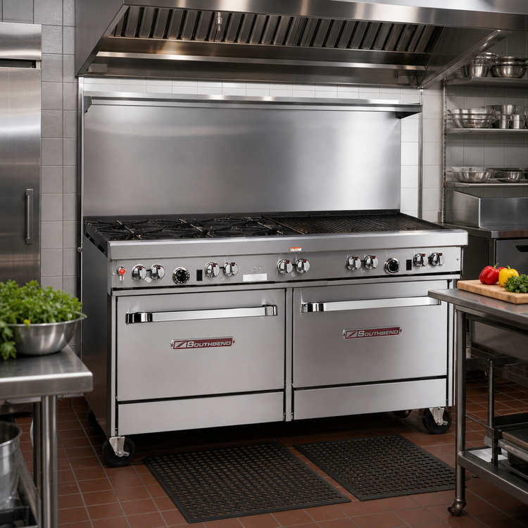 Product image #2 for Southbend Ultimate 60-Inch Commercial Gas Restaurant Range with 4 Open Burners, 36-Inch Charbroiler, Standard Oven, and Convection Oven