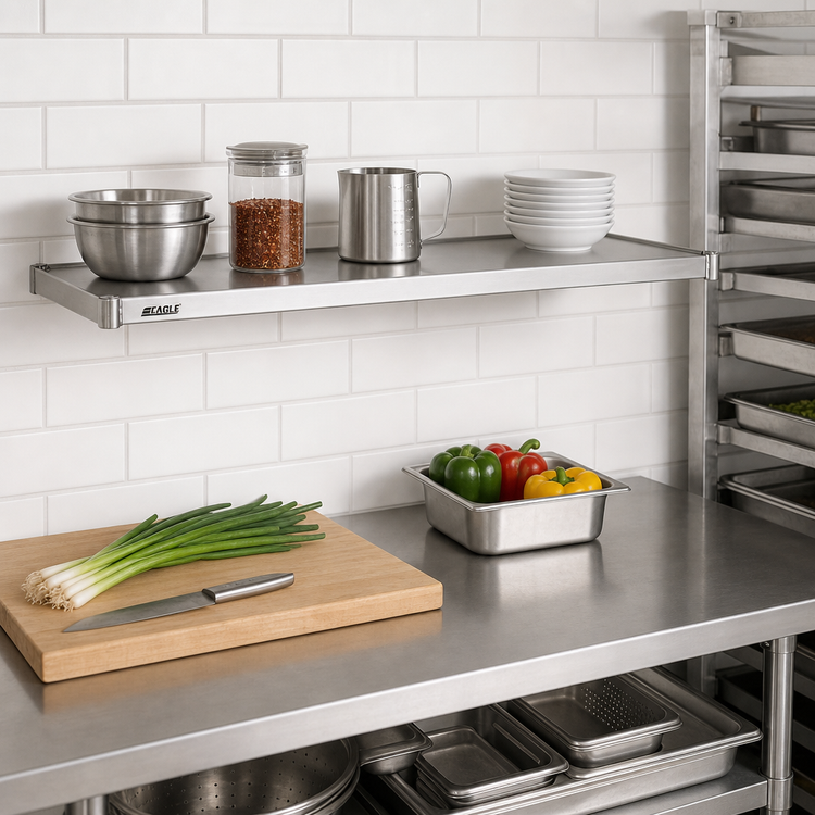 Product image #2 for Eagle Group Solid Stainless Steel Shelf with Marine Edge, 24 x 14 Inches