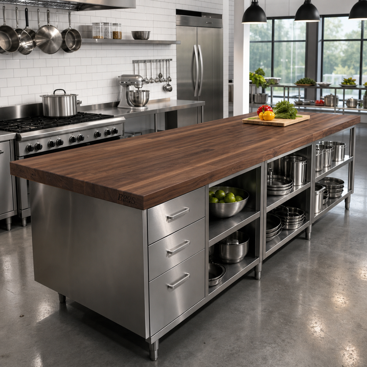 Product image #2 for Boos Block American Black Walnut Kitchen Countertop, 132 x 25 Inch, 1-1/2 Inch Thick, Varnique Finish, No Backsplash
