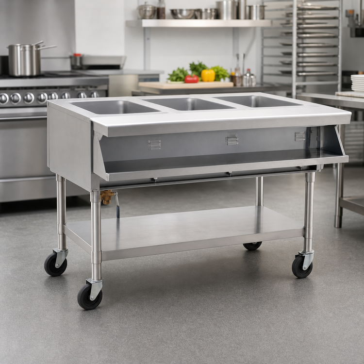 Product image #2 for Eagle Group Portable Sealed Well Hot Food Table, 3 Wells, Open Base, 240V