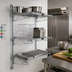 Thumbnail image #2 for Quantum WC54-CB2424C Wall-Mounted Cantilever Starter Unit with 3 Wire Shelves, Chrome-Plated