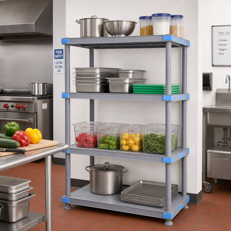 Product image #2 for Quantum Millenia 60"W x 18"D x 62"H Polymer Shelving Unit with 4 Solid Shelves
