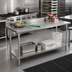 Thumbnail image #2 for Advance Tabco KAG-2410 120-Inch x 24-Inch 430 Stainless Steel Work Table with 5-Inch Backsplash and Adjustable Undershelf