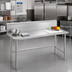 Thumbnail image #2 for Advance Tabco Spec-Line 84-Inch x 36-Inch 14-Gauge 304 Stainless Steel Work Table with 10-Inch Backsplash and Open Base
