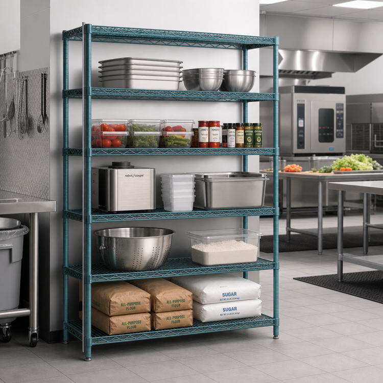 Product image #2 for EagleGard 5-Tier Add-On Wire Shelving Unit, 60W x 24D x 86H, Blue-Green Hybrid Epoxy Finish