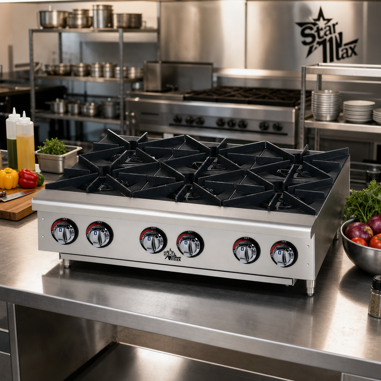 Product image #2 for Star-Max 36-Inch Standard Countertop Gas Hot Plate with 6 Cast Iron Burners