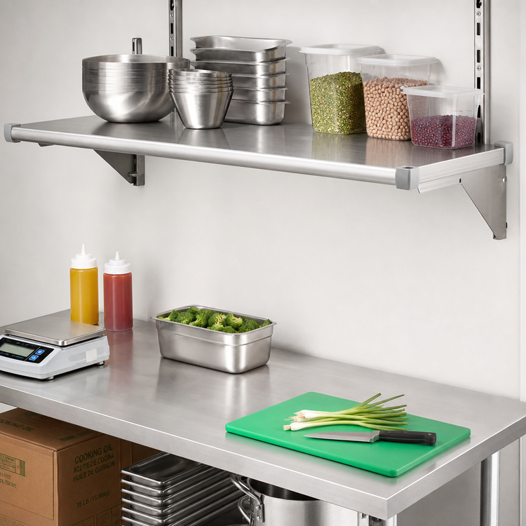 Product image #2 for New Age Adjust-A-Shelf Solid Series Adjustable Solid Aluminum Shelf with Marine Edge, 18 x 30 Inches