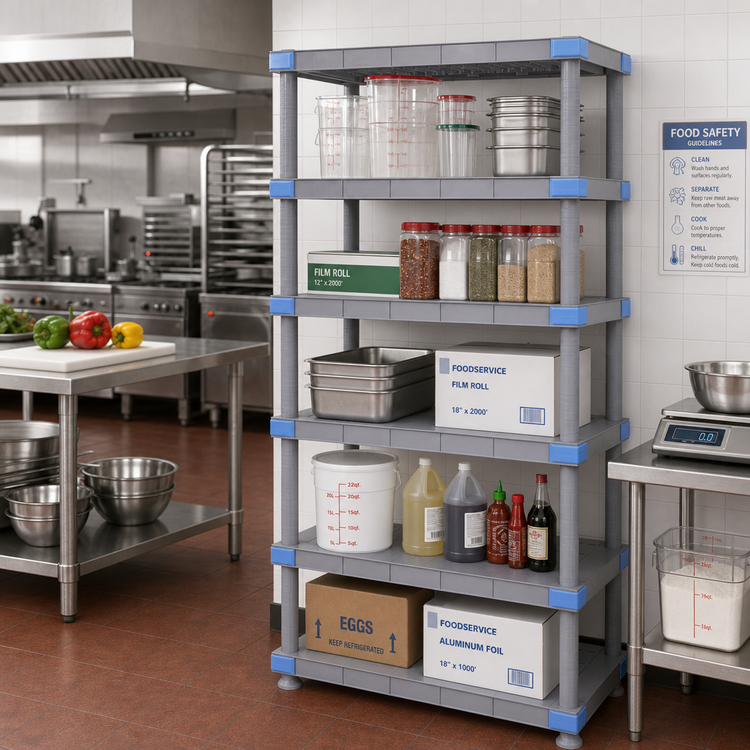 Product image #2 for Quantum Millenia 42-Inch W x 21-Inch D x 62-Inch H Gray Polymer Stationary Starter Shelving Unit with 5 Solid Shelves
