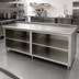 Thumbnail image #2 for Advance Tabco Stainless Steel Work Table with Open Front Cabinet Base and Mid-Shelf, 144 x 36 Inches