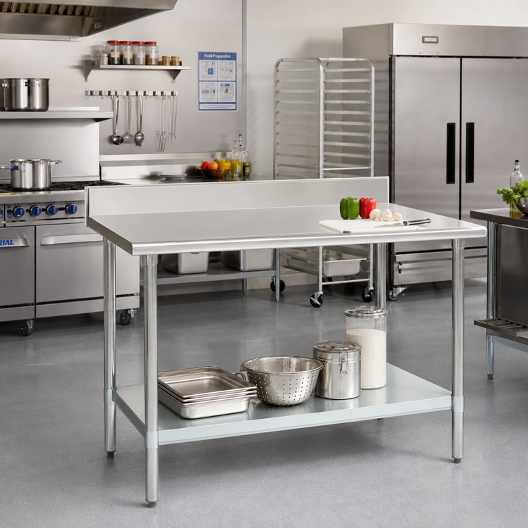 Product image #2 for Eagle Spec-Master 72 Inch x 36 Inch Work Table with 4-1/2 Inch Backsplash, Stainless Steel Top and Galvanized Undershelf