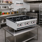 Thumbnail image #2 for Serv-Ware SHPS-36 36-Inch Six-Burner Natural Gas Commercial Hot Plate with Legs, Stainless Steel and Cast Iron Grates