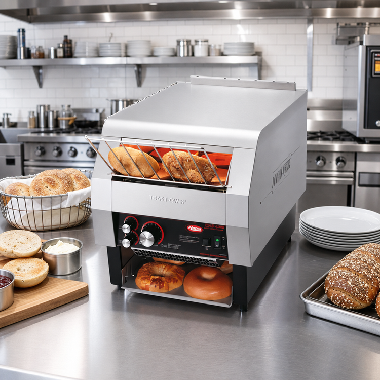 Product image #2 for Hatco Toast-Qwik® One-Sided Horizontal Conveyor Bagel/Bun Countertop Toaster, 208V, 3.3 kW, 3-Inch Opening