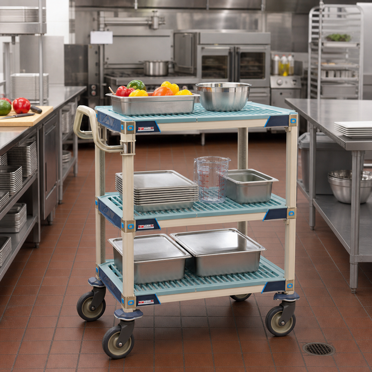 Product image #2 for MetroMax i 3-Shelf Open-Design Utility Cart, 30 x 18 Inches, 900 lb Capacity