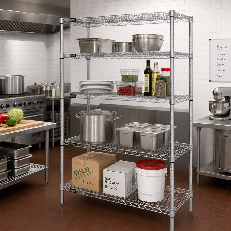 Product image #2 for Quantum 48"W x 30"D x 86"H 4-Shelf Wire Shelving Starter Kit, 304 Stainless Steel