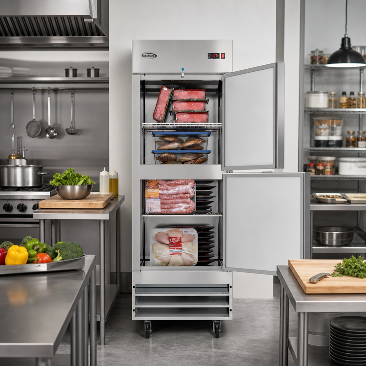 Product image #2 for Koolmore 23 Cu. Ft. One Section Reach-In Freezer with Solid Half Doors, Bottom Mount, Stainless Steel