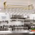 Thumbnail image #2 for Crestware 24-Inch Dual Rail High Polished Brass Ceiling-Mount Glass Hanging Rack