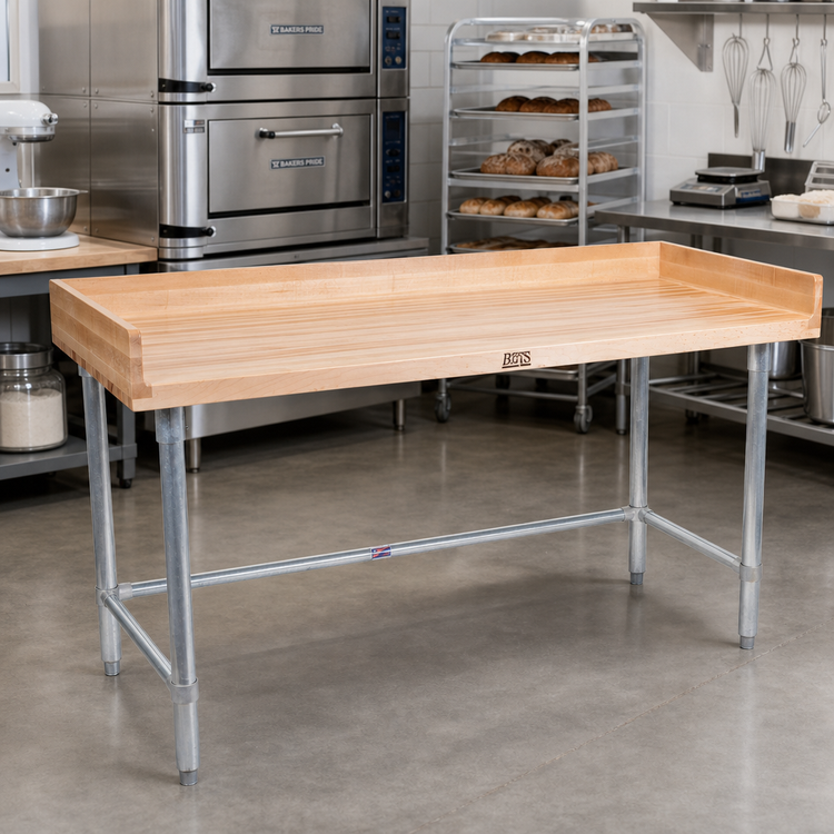 Product image #2 for John Boos 108" x 30" Baker's Top Wood Work Table with Galvanized Base