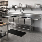 Thumbnail image #2 for Eagle Group Spec-Master FN2064-4-30-14/3 Four-Compartment Floor-Mounted Stainless Steel Sink with Dual 30-Inch Drainboards, 14-Gauge, 132W x 27D