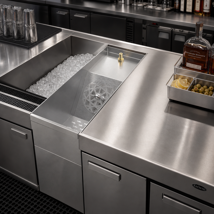 Product image #2 for MoveWell 6"W x 21"D Stainless Steel Underbar Dump Sink Modular Insert with Spray Jet