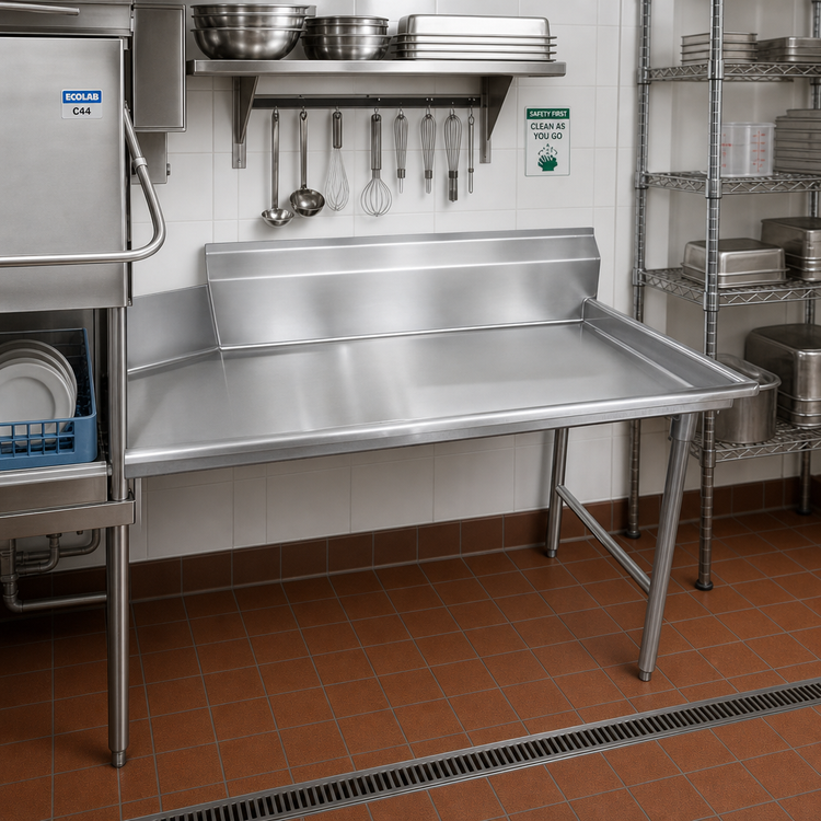 Product image #2 for Advance Tabco Straight Clean Dish Table, Right-Hand Attachment, 107 x 30 Inches