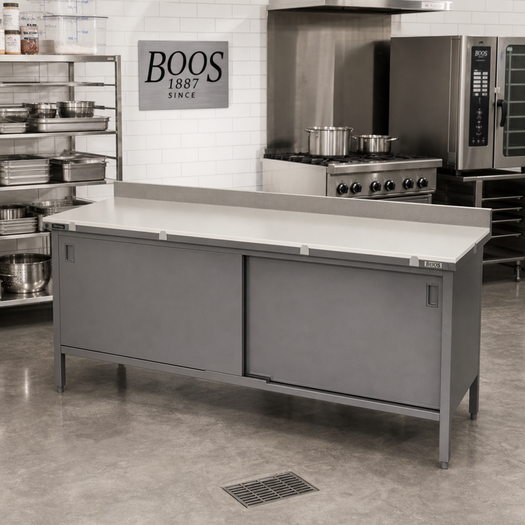 Product image #2 for John Boos 60" W x 30" D Poly Top Work Table with Cabinet Base and Sliding Doors