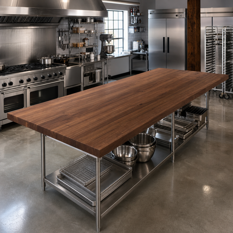Product image #2 for 120 Inch x 48 Inch x 3 Inch American Black Walnut Edge Grain Kitchen Countertop