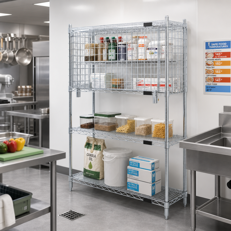 Product image #2 for 48-Inch W x 18-Inch D Wire Shelving Security Enclosure Kit, Flip-Up Door, EAGLEbrite Zinc Finish
