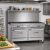 Thumbnail image #2 for Southbend Ultimate 60-Inch Gas Restaurant Range with 8 Open Burners, 2 Cabinets, and Backriser Hi-Shelf