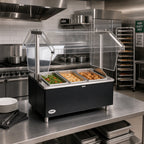 Thumbnail image #2 for Eagle Group Service Mate CDHT4-208 Countertop 4-Well Hot Food Table with Double-Sided Sneeze Guard, 208V