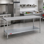 Thumbnail image #2 for Duke Manufacturing 416-36108 108-Inch x 36-Inch Stainless Steel Work Table, 16-Gauge 400 Series Top, No Backsplash, Galvanized Undershelf