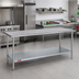 Thumbnail image #2 for Duke 108-Inch x 36-Inch Stainless Steel Work Table, Flat Top, No Backsplash, with Galvanized Undershelf