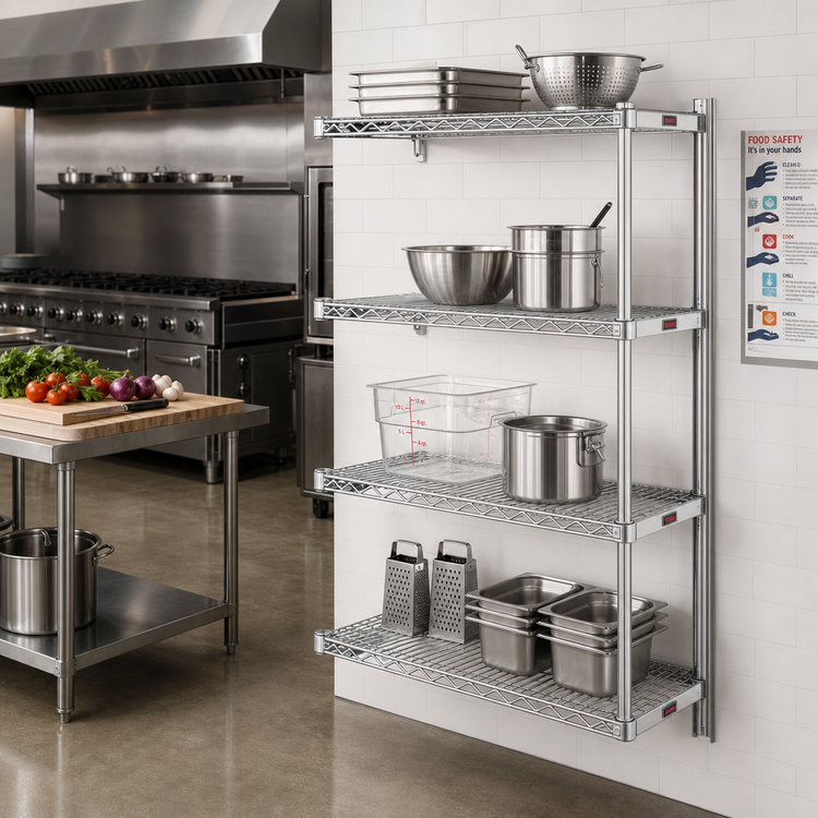 Product image #2 for Eagle Group 30 Inch Wide x 18 Inch Deep x 74 Inch High 4-Tier Add-On Wire Shelving Unit with QuadTruss® Design and Stainless Steel Finish