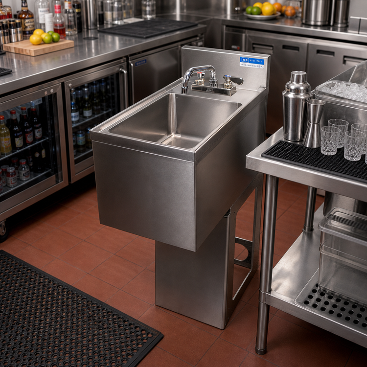 Product image #2 for BK Resources Underbar Dump Sink with Pedestal Base and 10" x 14" x 6" Bowl