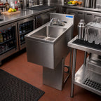 Thumbnail image #2 for BK Resources UBB-18-1014HS Underbar Dump Sink with Pedestal Base, 10" x 14" x 6" Bowl, 304 Stainless Steel, 4" O.C. Faucet Holes