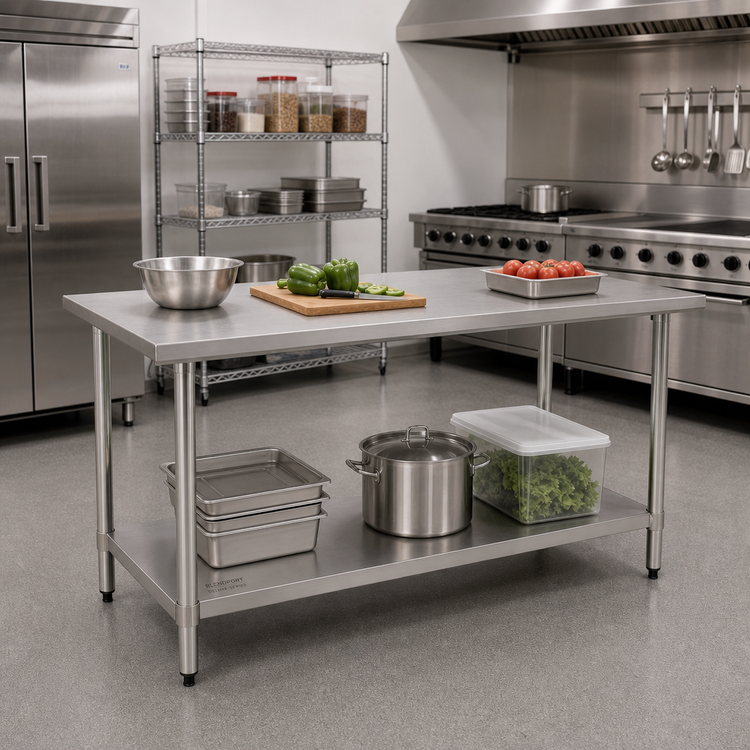 Product image #2 for BlendPort Deluxe Series Flat Top Stainless Steel Work Table with Adjustable Undershelf, 72-Inch x 30-Inch