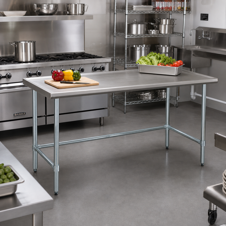 Product image #2 for Eagle Group Spec-Master Marine Series 48 Inch W x 36 Inch D Work Table with 14 Gauge 300 Series Stainless Steel Top and Galvanized Base