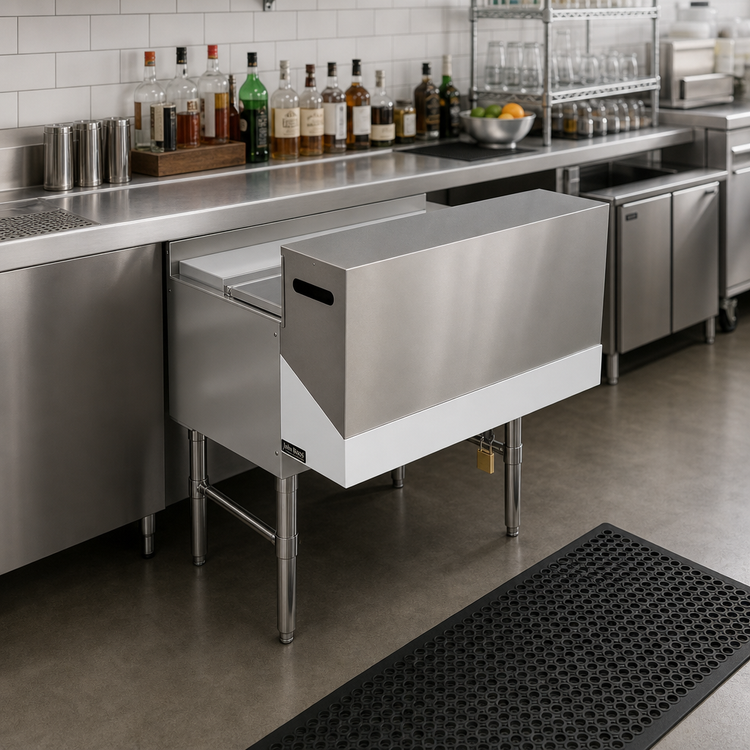 Product image #2 for John Boos 42-Inch Single Underbar Speed Rail Locking Cover, 18/300 Stainless Steel