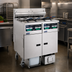 Thumbnail image #2 for Pitco Solstice SELV14C/14T-2/FD Reduced Oil Volume 3-Fryer Electric Fryer System with Built-In Filter Drawer
