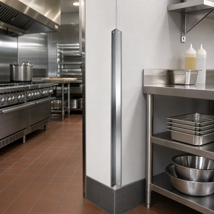 Product image #2 for Advance Tabco 96-Inch Long Stainless Steel Corner Guard, 2-Inch x 2-Inch Profile, Adhesive Backed