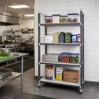 Thumbnail image #2 for Cambro Camshelving® Elements EXU244884VS4480 4-Tier Stationary Polymer Shelving Starter Unit, 3 Vented/1 Solid, 24 x 48 x 84 Inches, Gray