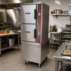 Thumbnail image #2 for Crown DCX-10-24 Two Compartment Direct Steam Full-Size Convection Steamer with 24" Cabinet Base