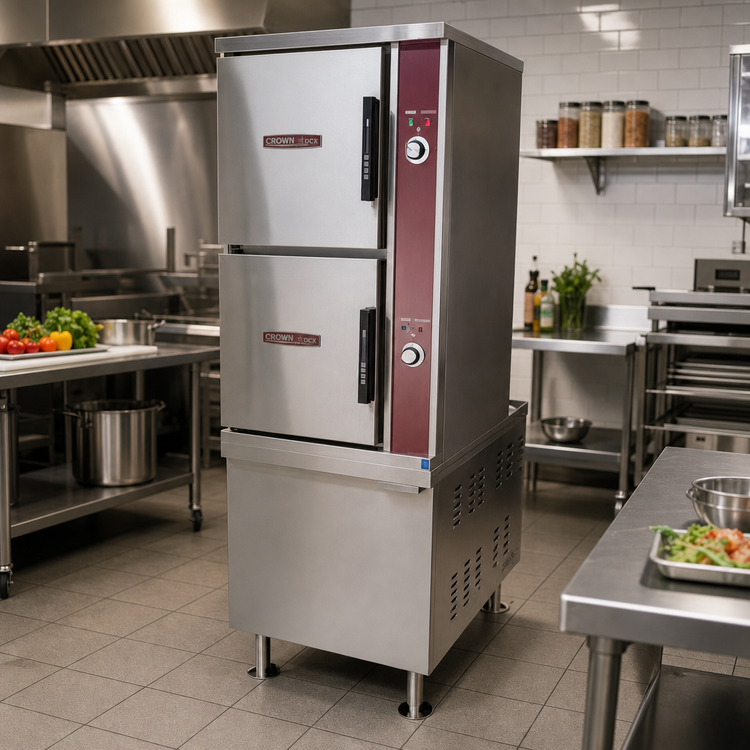 Product image #2 for Crown DCX-10-24 Two Compartment Direct Steam Full-Size Convection Steamer with 24" Cabinet Base
