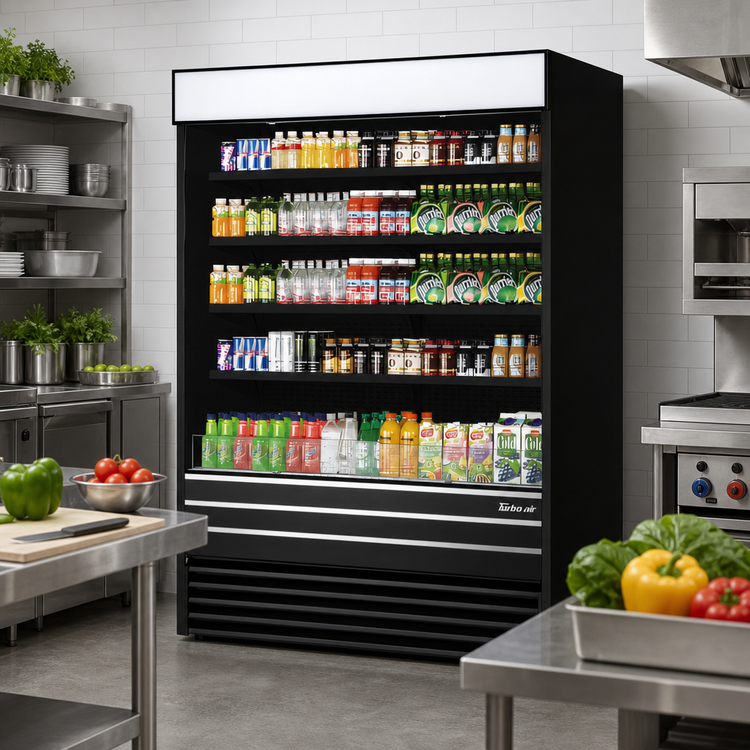 Product image #2 for Turbo Air TOM-60EB-A-N Vertical Air Curtain Open Display Merchandiser, 28.6 Cu. Ft., 60 Inch, Black, Self-Contained Refrigeration