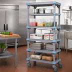 Thumbnail image #2 for Quantum Millenia QPM187286VS-5 Mobile Polymer Shelving Starter Unit, 5 Open Grid Shelves, 72W x 18D x 86H, Gray