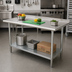Thumbnail image #2 for Advance Tabco 84-Inch x 24-Inch 16-Gauge 304 Stainless Steel Work Table with 1-1/2-Inch Rear Backsplash and Galvanized Undershelf